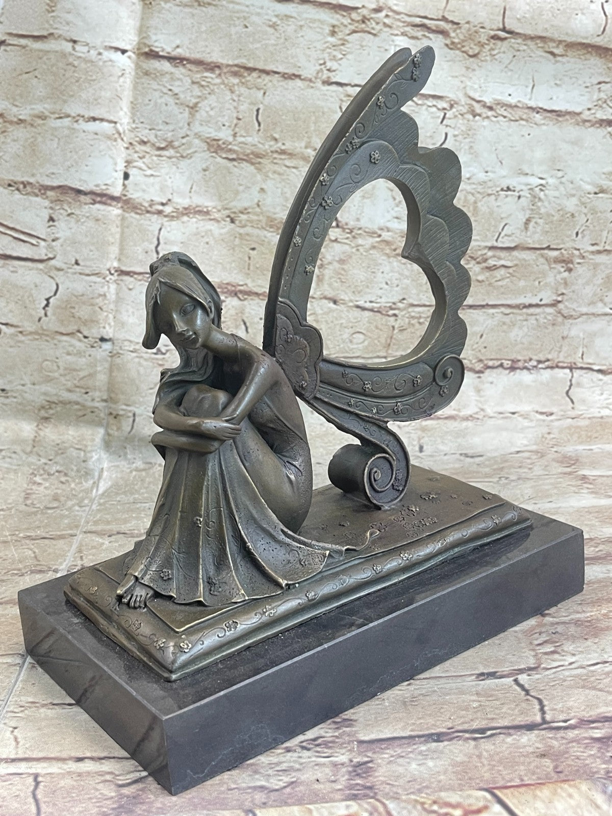 Art Deco Hand Made Angel Fairy Valentine Day Gift Bronze Classic Artwork
