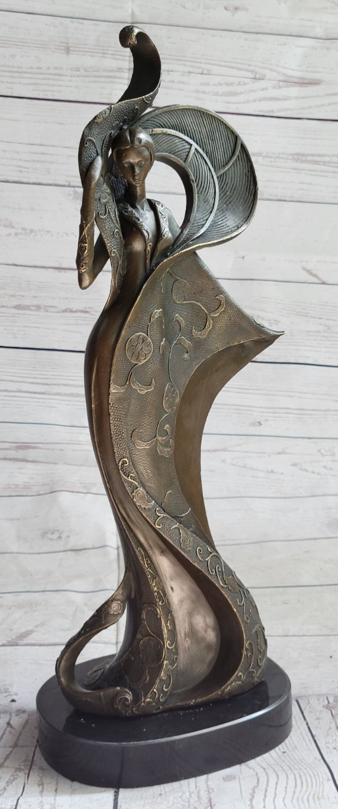 Art Nouveau Signed Kassin Fashion Dancer Designer Bronze Sculpture Decoration