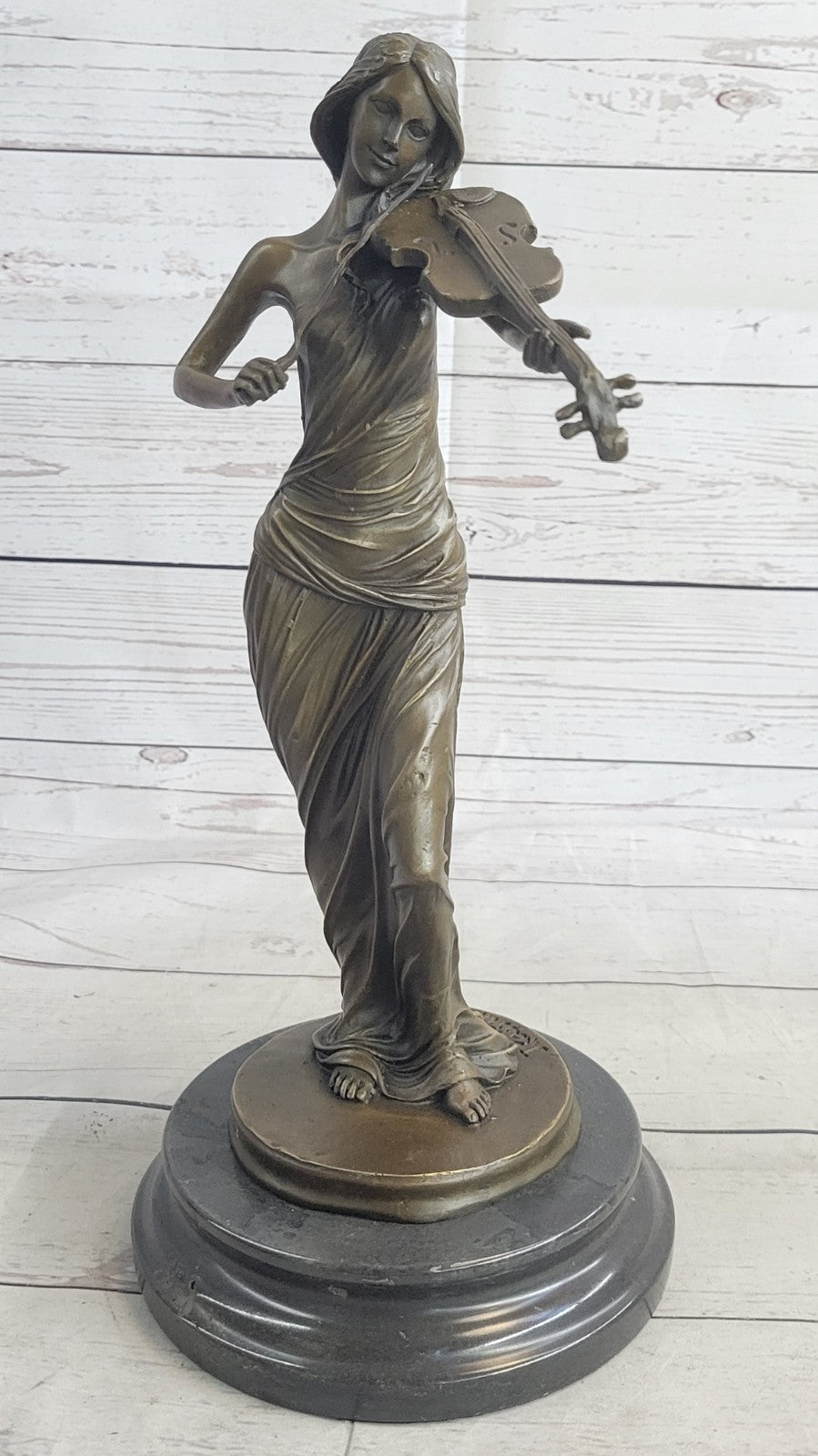 Bronze Sculpture Female Classic Violin Player Musician Music Lost Wax Statue