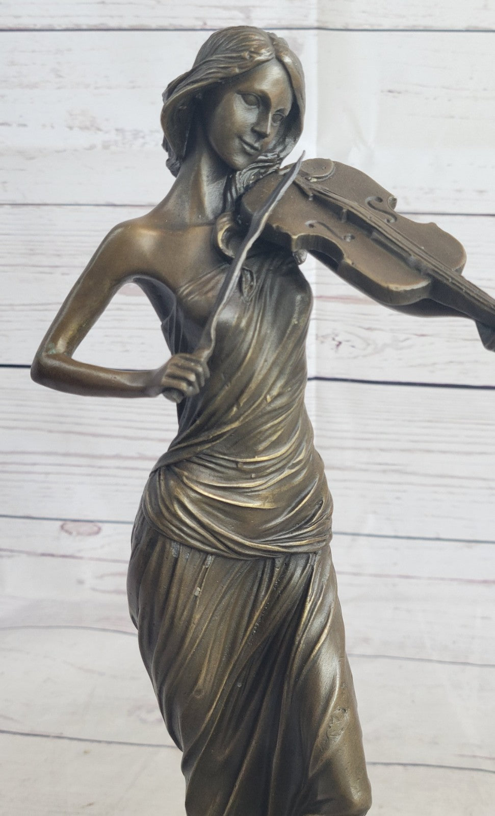 Bronze Sculpture Female Classic Violin Player Musician Music Lost Wax Statue