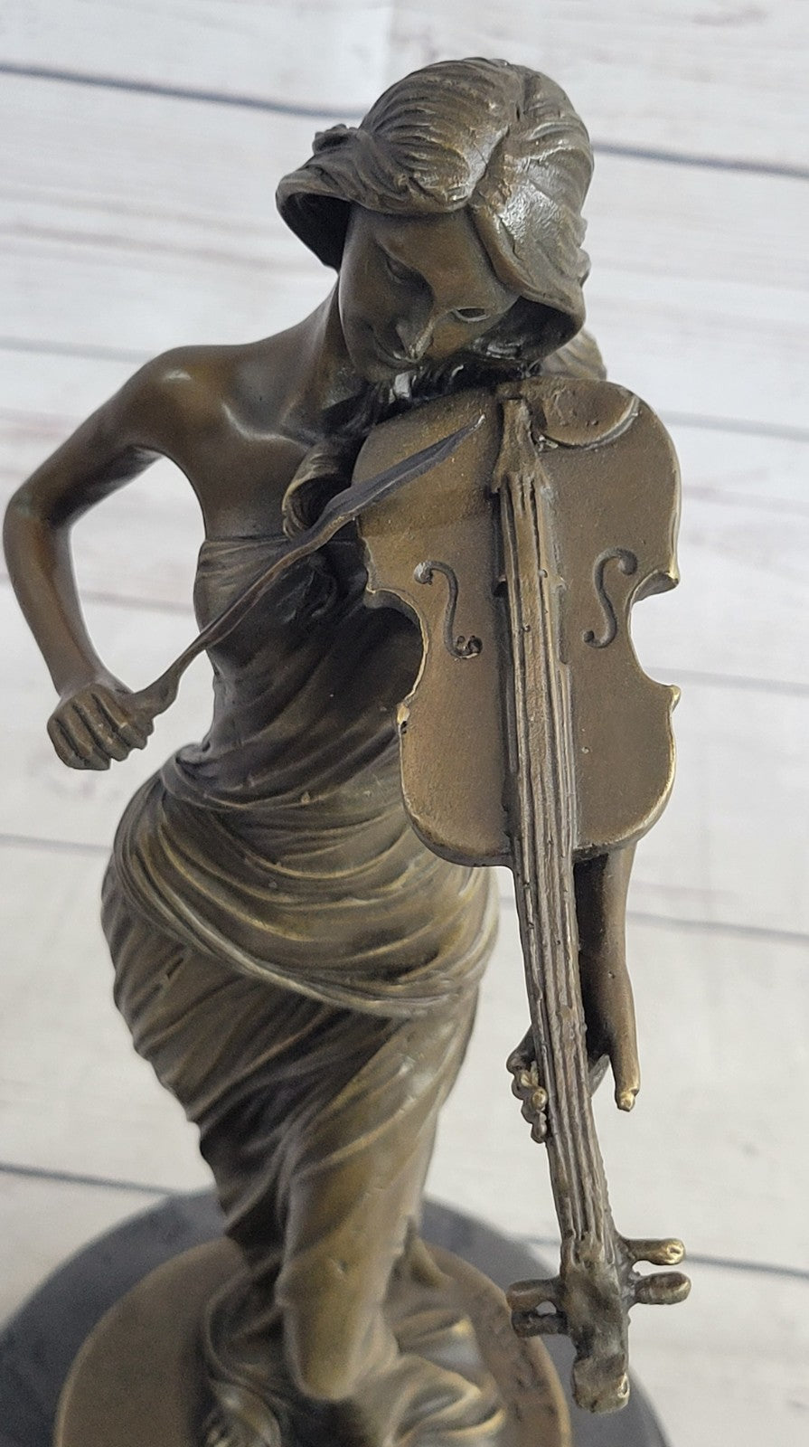 Bronze Sculpture Female Classic Violin Player Musician Music Lost Wax Statue