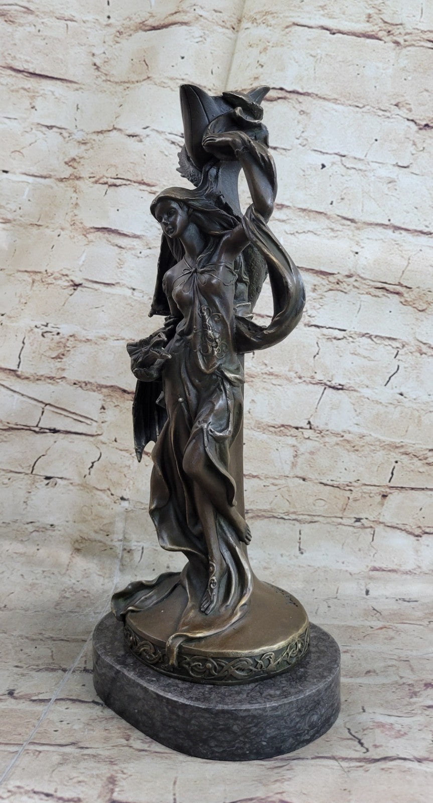 Charming Beauty Lady Figurine Statue Candlestick Bronze Candle Holder Adornment