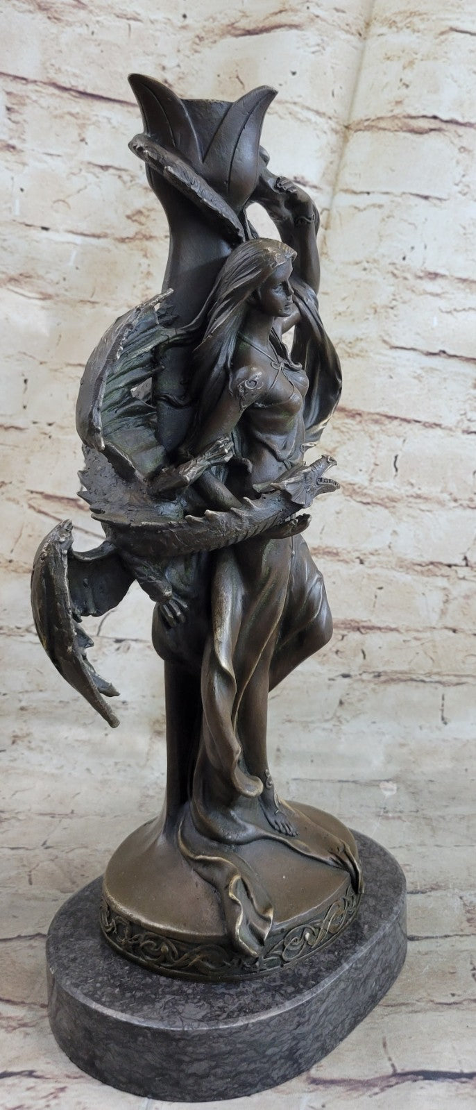 Charming Beauty Lady Figurine Statue Candlestick Bronze Candle Holder Adornment