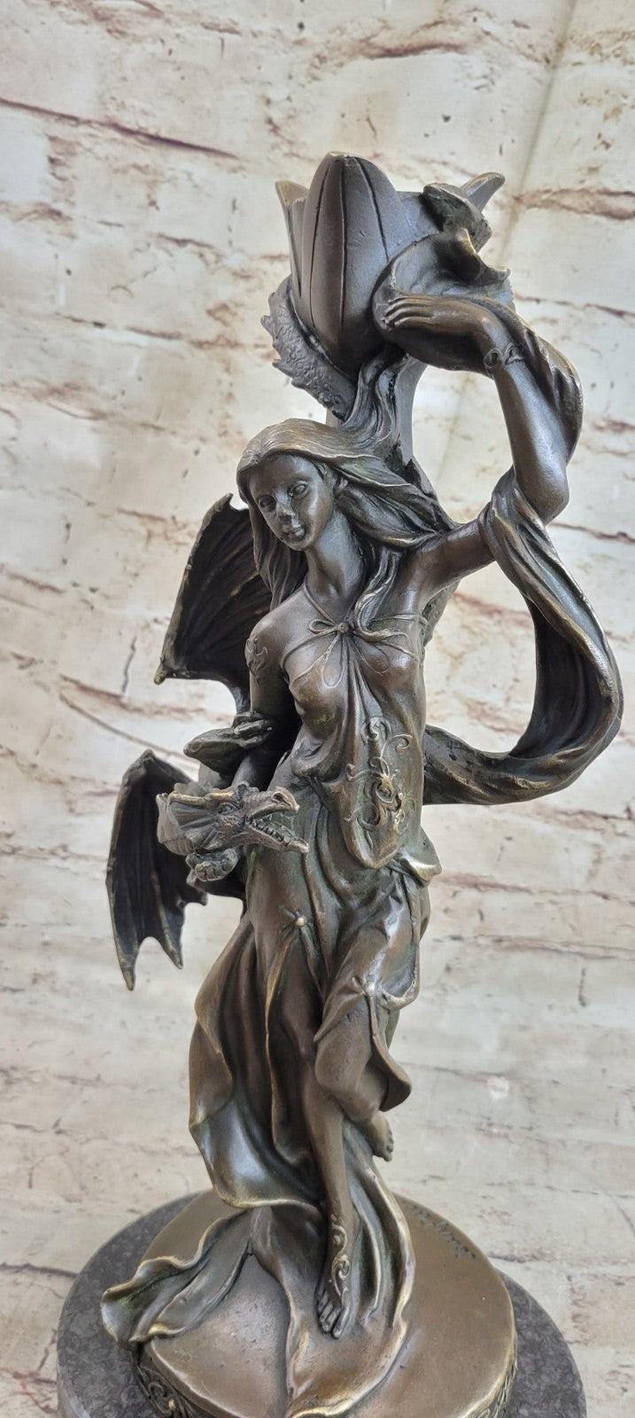 Charming Beauty Lady Figurine Statue Candlestick Bronze Candle Holder Adornment