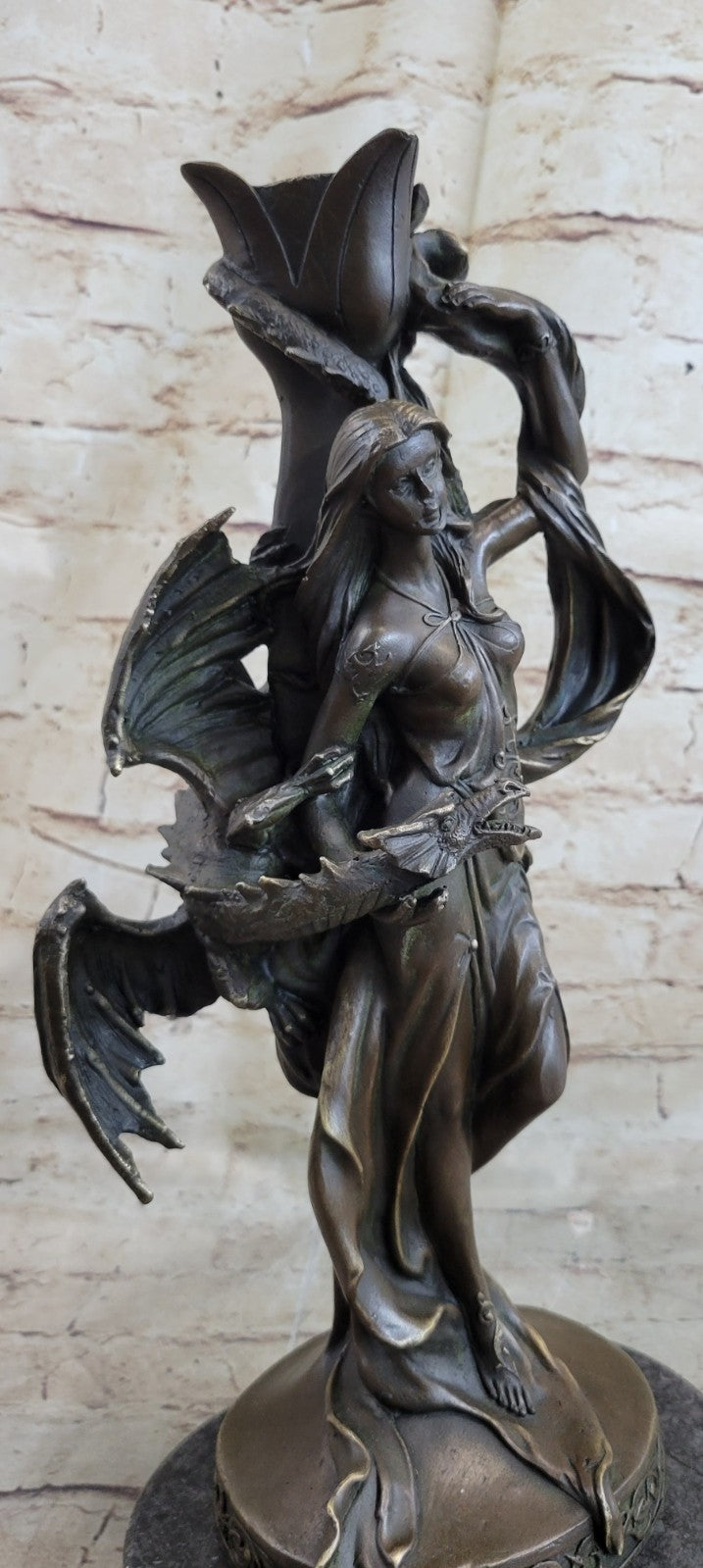 Charming Beauty Lady Figurine Statue Candlestick Bronze Candle Holder Adornment