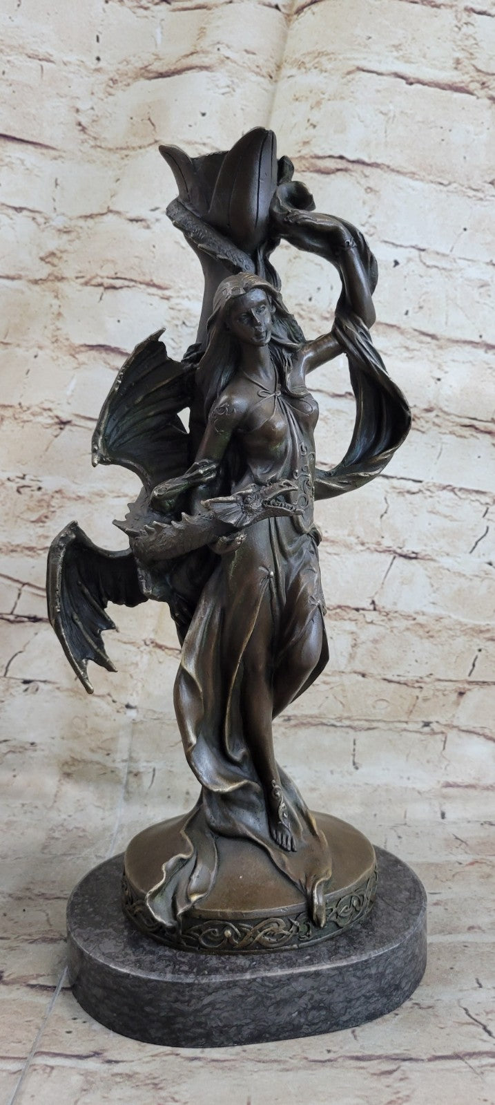 Charming Beauty Lady Figurine Statue Candlestick Bronze Candle Holder Adornment