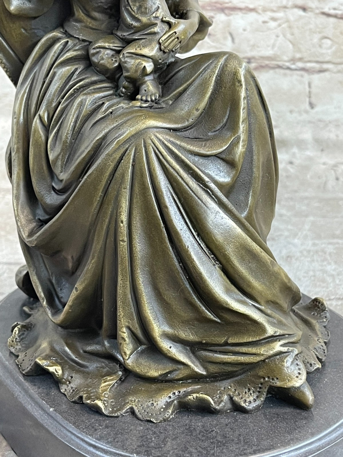 Vintage Bronze Sculpture of Mother and Child – Elegant Lady Holding Baby | Buy Now on Sale