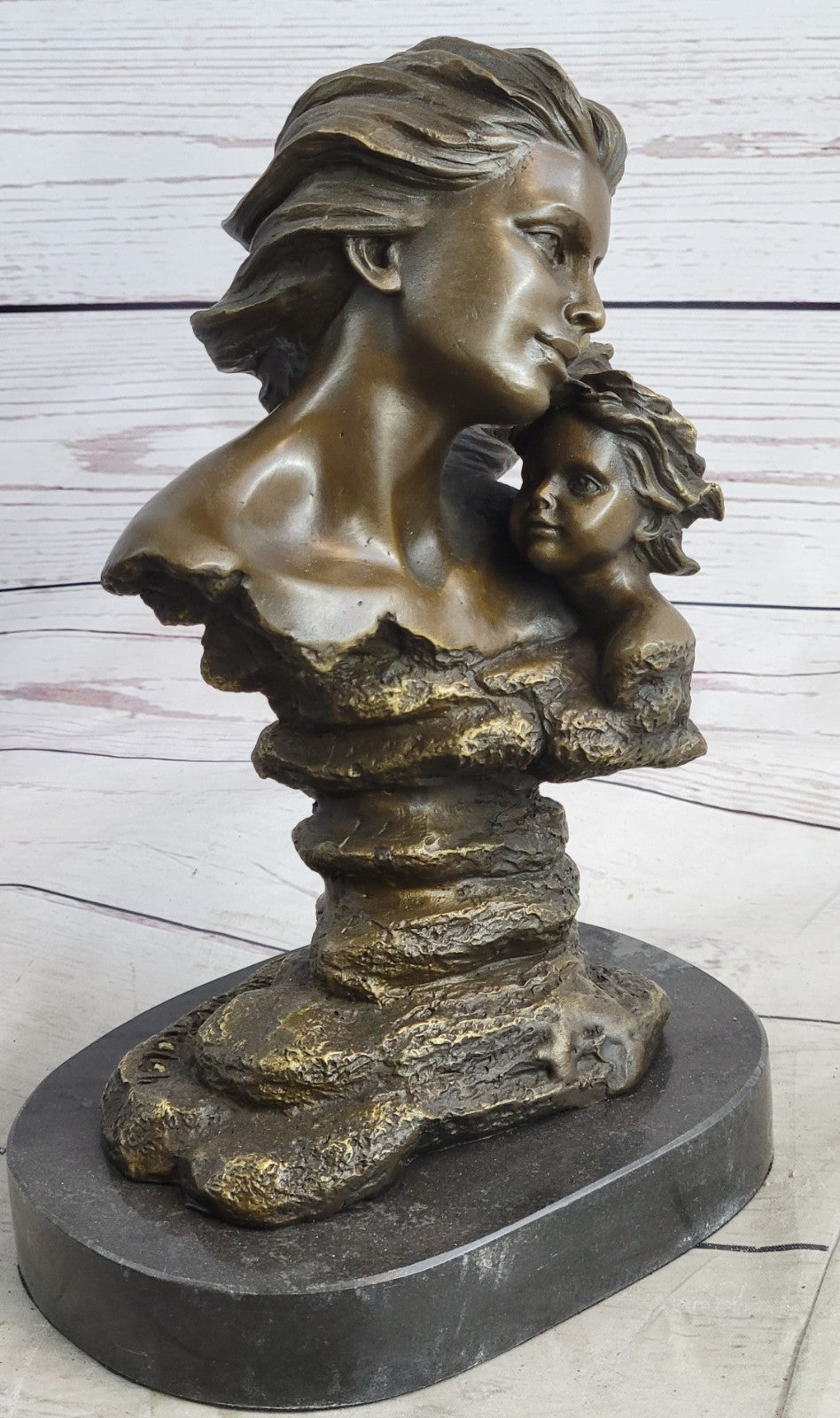 Mother Child Love Bronze Sculpture Handcrafted Figurine Figure Statue Art Deco