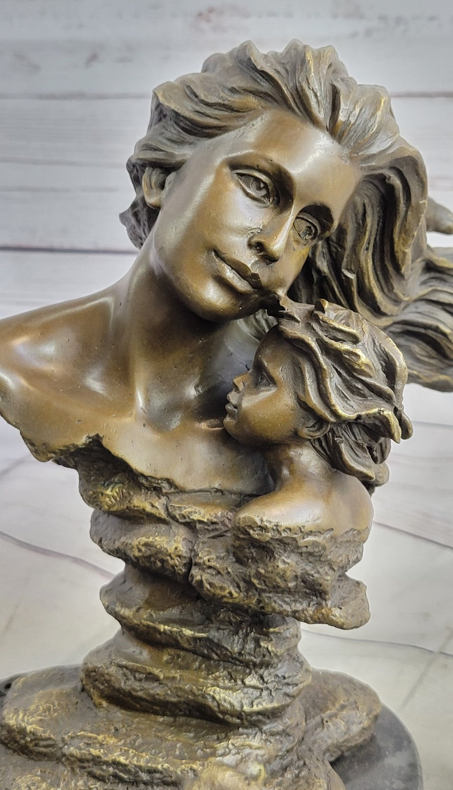Mother Child Love Bronze Sculpture Handcrafted Figurine Figure Statue Art Deco