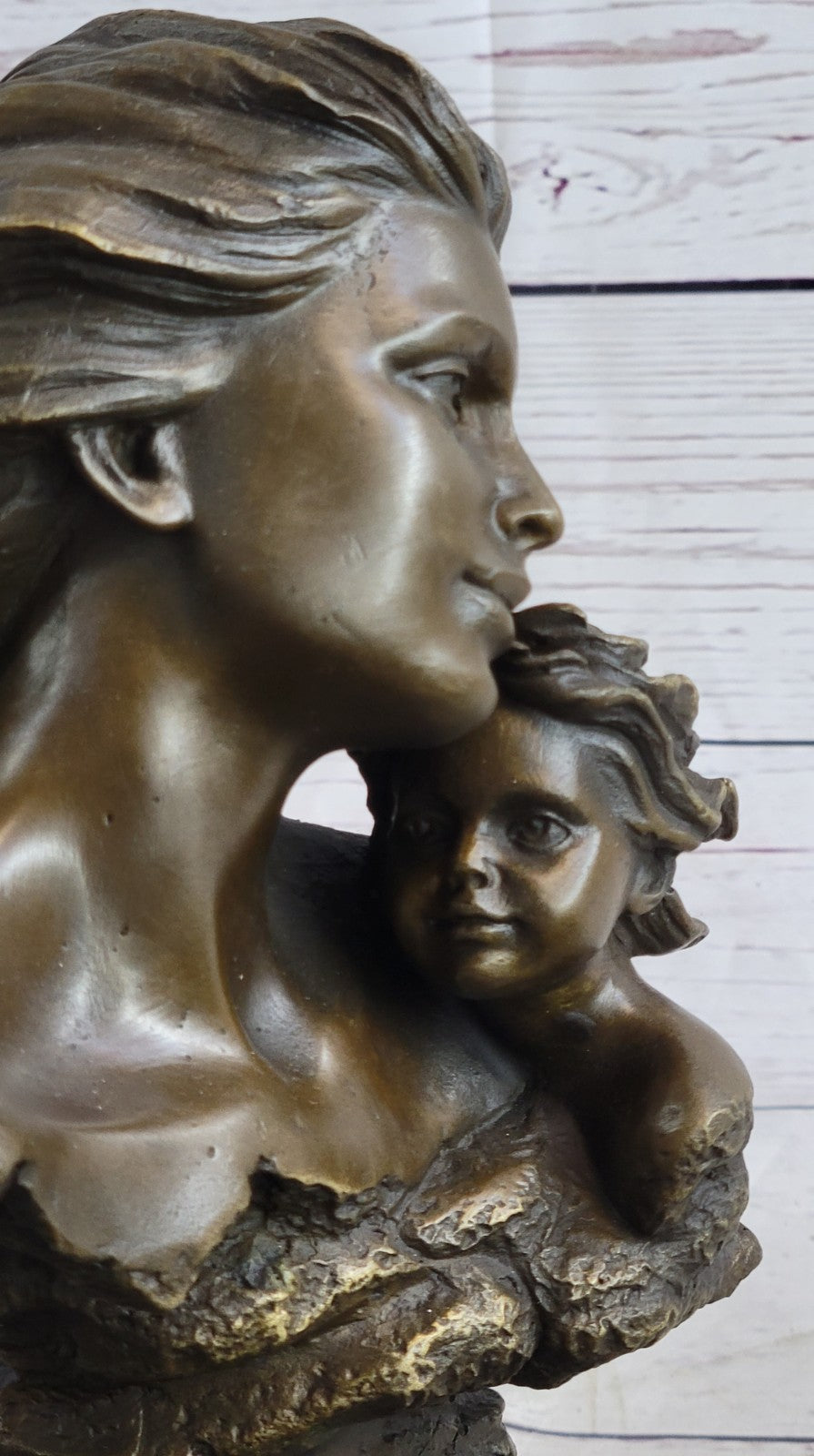 Mother Child Love Bronze Sculpture Handcrafted Figurine Figure Statue Art Deco