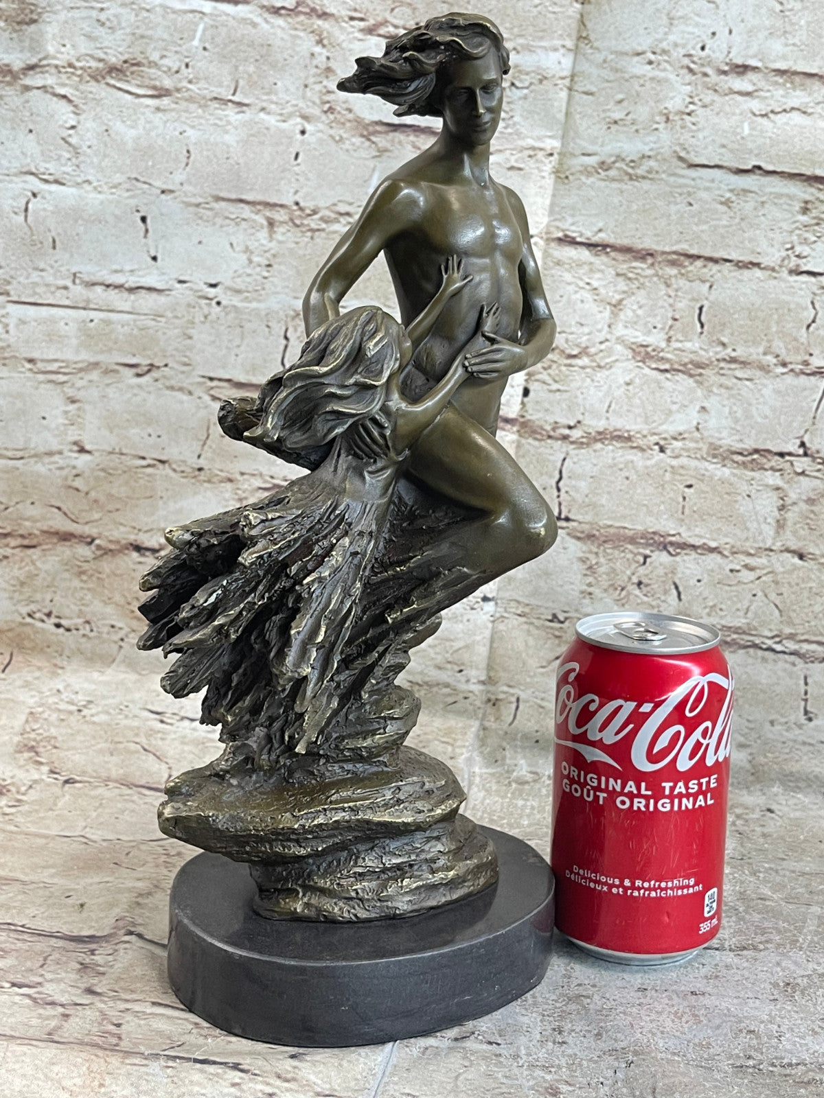 Abstract Modern Art Mid Century Nude Man in Air Real Bronze Sculpture Statue