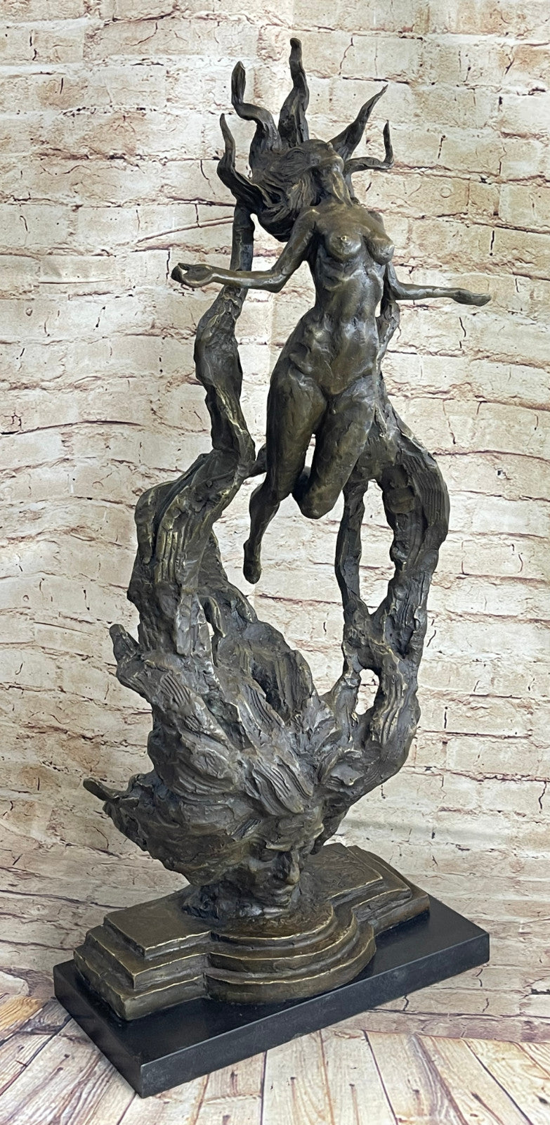 Western Bronze Nude statue Medusa Snake Goddess Art Sculpture Figurine LRG