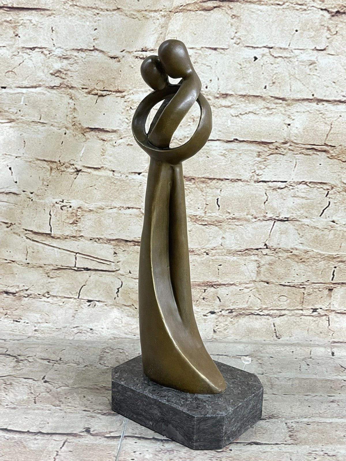 Abstract Modern Art Bronze Sculpture | Kissing Couple Figurine | Handcrafted by Milo