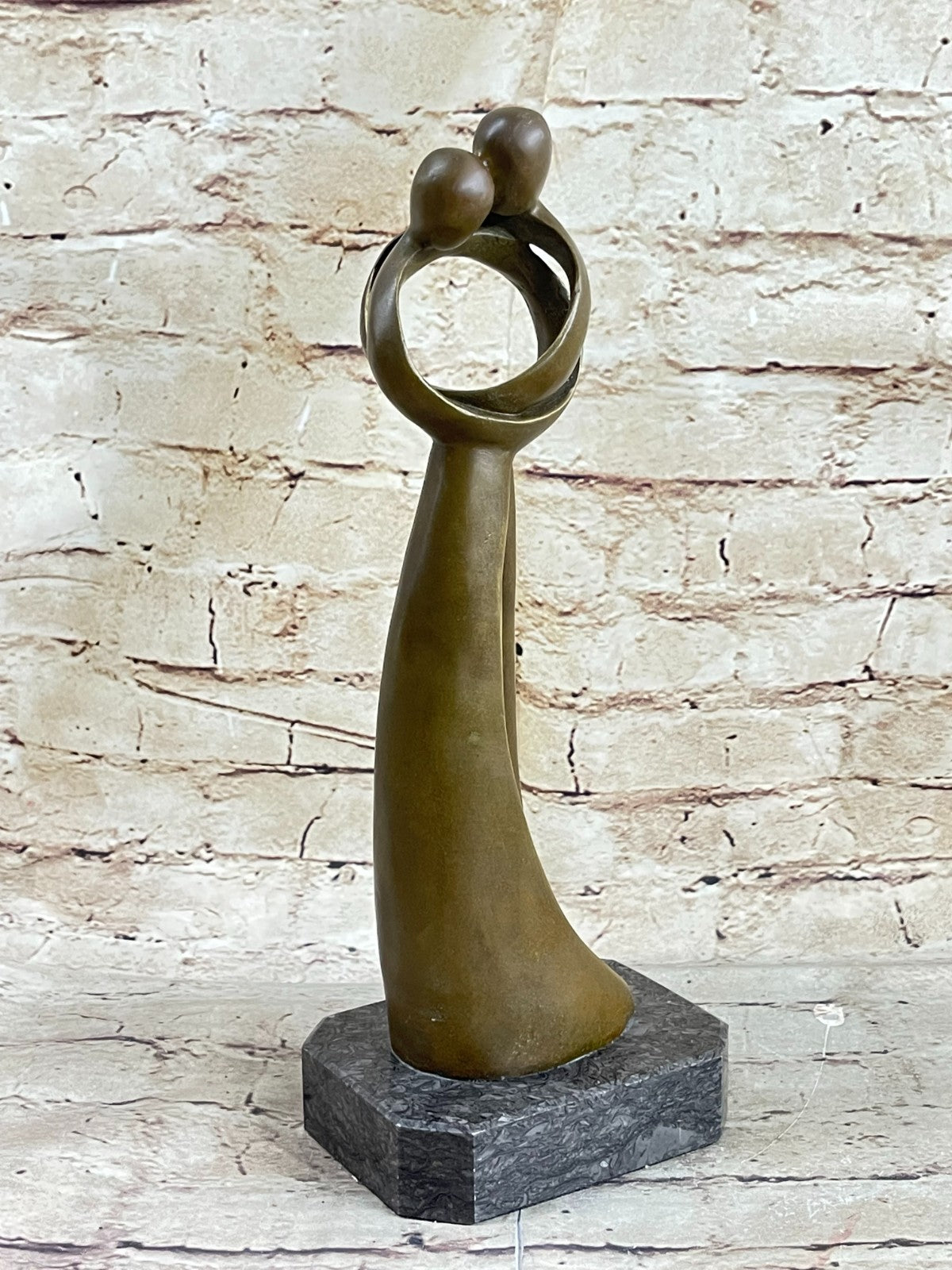 Abstract Modern Art Bronze Sculpture | Kissing Couple Figurine | Handcrafted by Milo