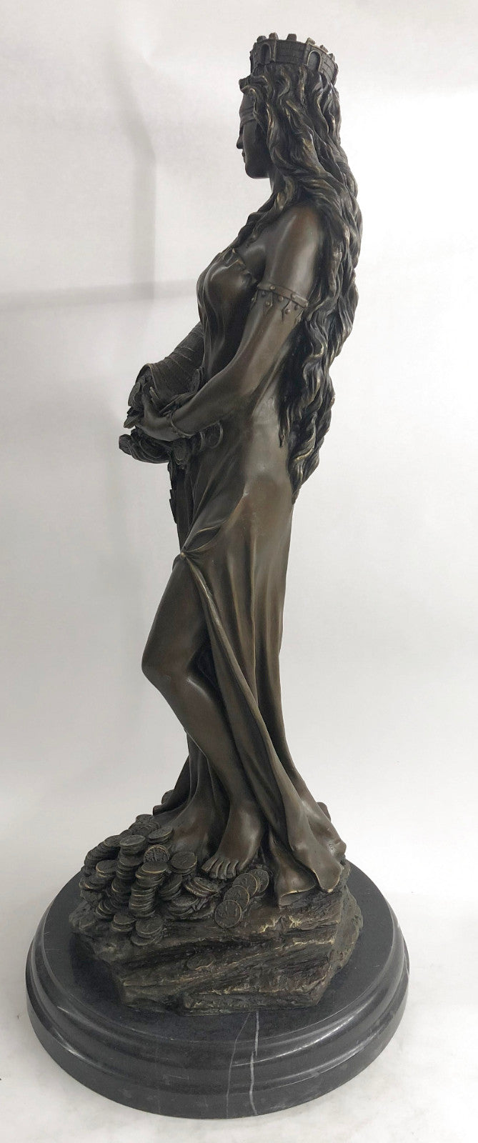 Tyche Luck Fortuna Greek Goddess Statue Sculpture Figurine Solid Bronze 30 inches