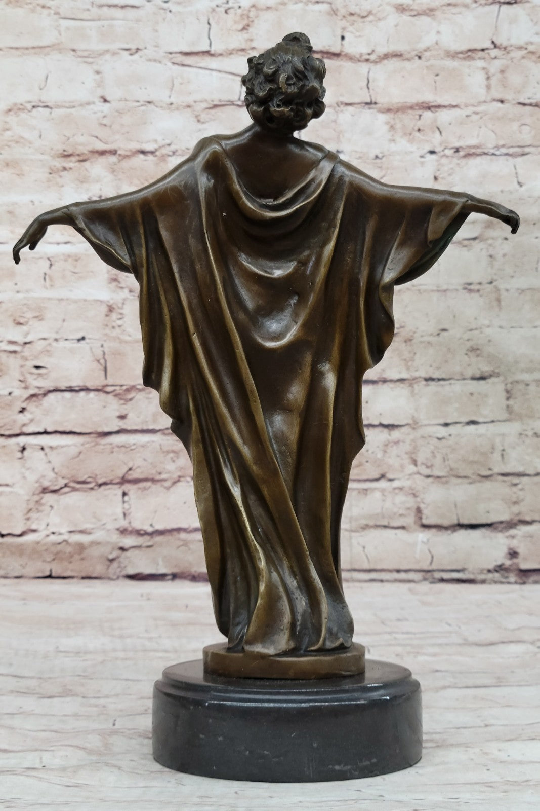 Art Deco Nude Girl Female Classic Bronze Sculpture Figurine Marble Base Figure