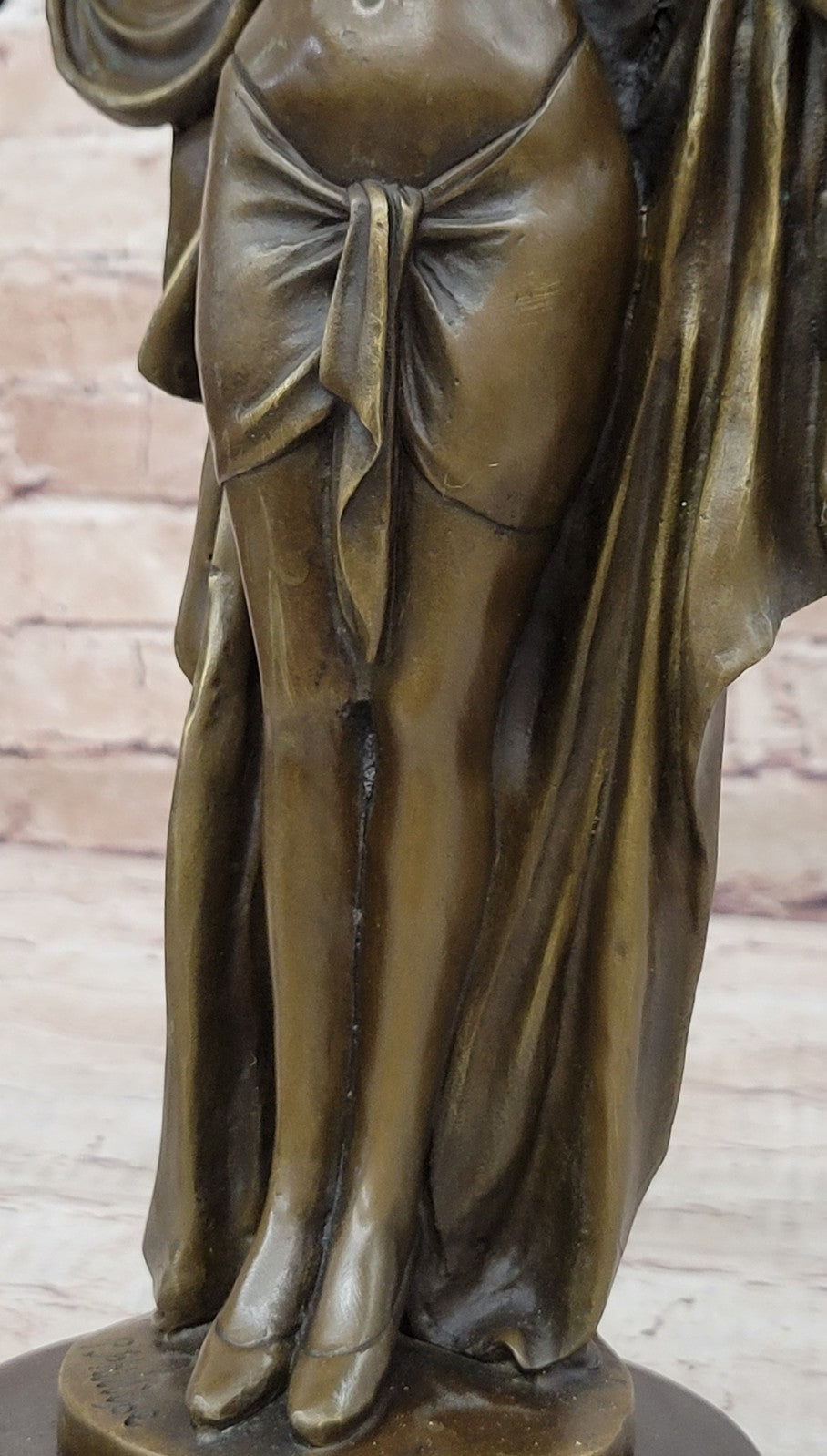 Art Deco Nude Girl Female Classic Bronze Sculpture Figurine Marble Base Figure