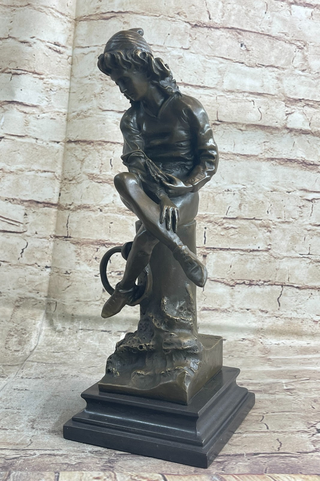 Bronze Boy Reading Book Book End Hot Cast Sculpture Figurine Figure Statue