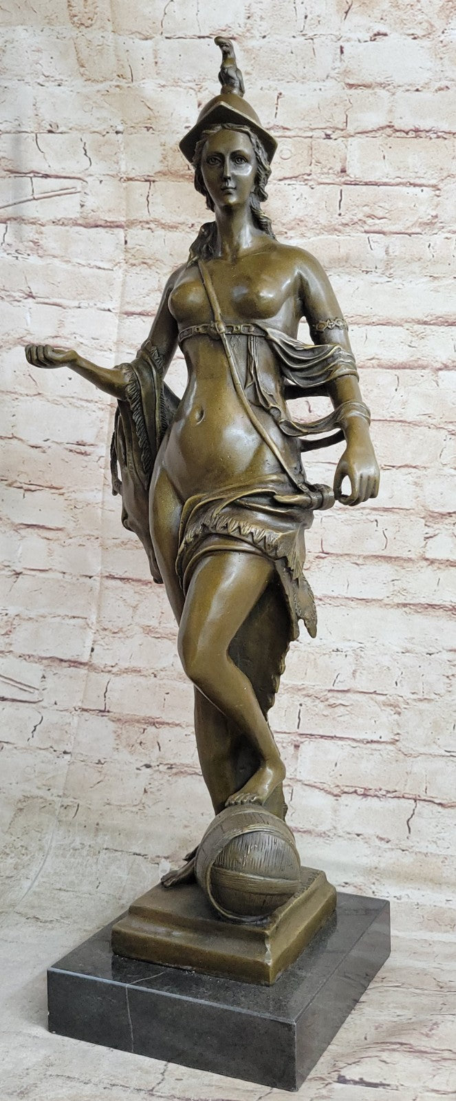 After H. Gerhard (Dutch ) Bronze, Nude Diana The Huntress Carrying Stag, Signed