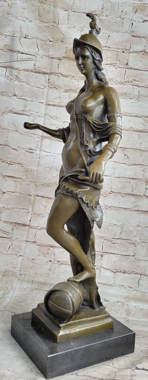 After H. Gerhard (Dutch ) Bronze, Nude Diana The Huntress Carrying Stag, Signed