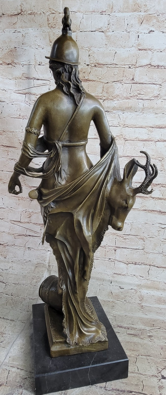 After H. Gerhard (Dutch ) Bronze, Nude Diana The Huntress Carrying Stag, Signed