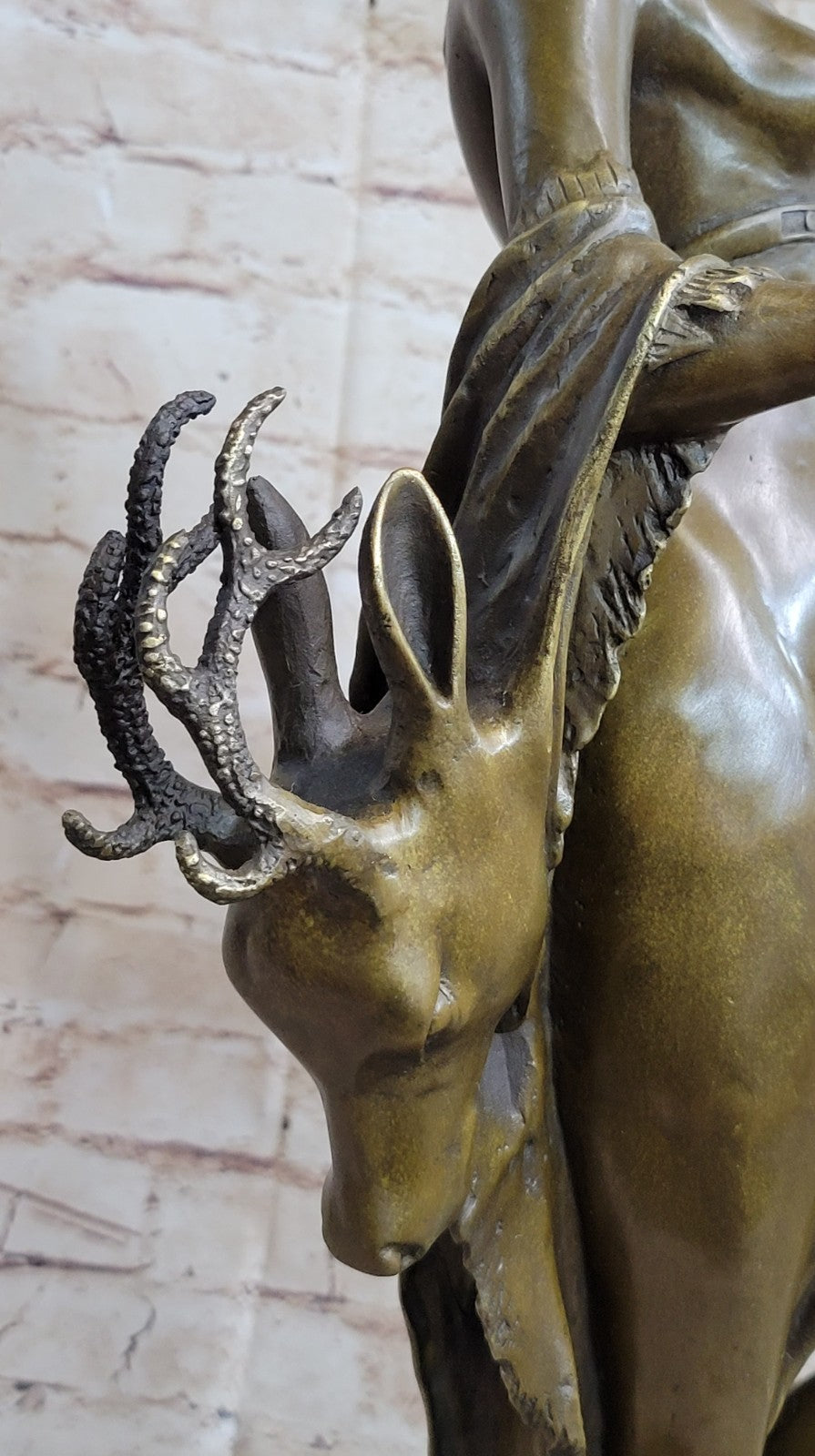 After H. Gerhard (Dutch ) Bronze, Nude Diana The Huntress Carrying Stag, Signed