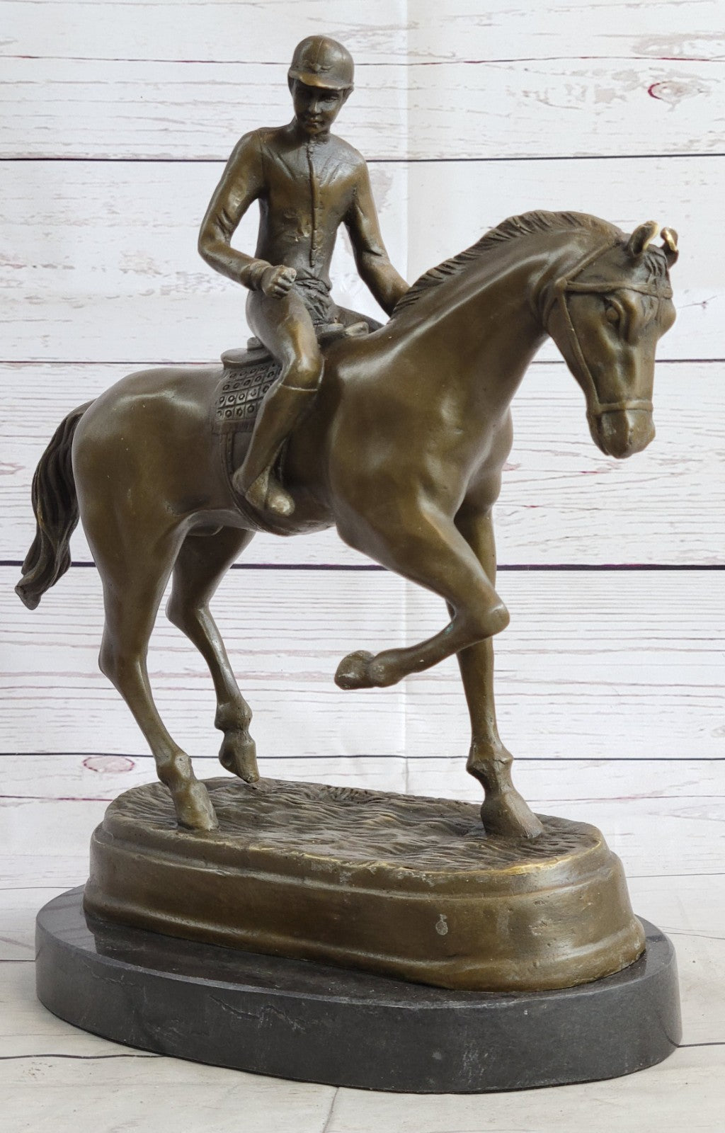 Jockey Riding Horse Home Decoration Bronze Sculpture Statue Figurine Figure Sale