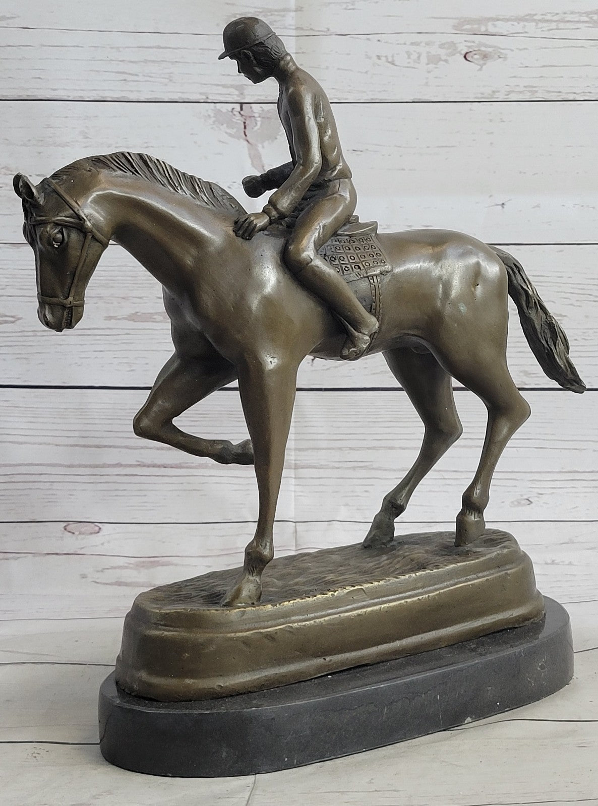 Jockey Riding Horse Home Decoration Bronze Sculpture Statue Figurine Figure Sale