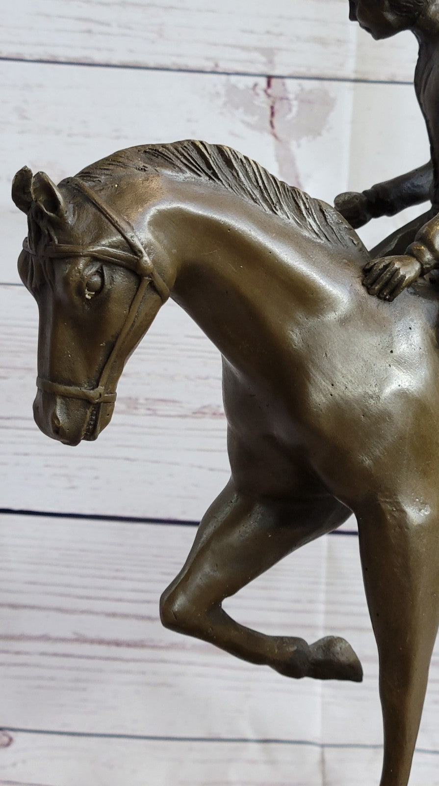 Jockey Riding Horse Home Decoration Bronze Sculpture Statue Figurine Figure Sale