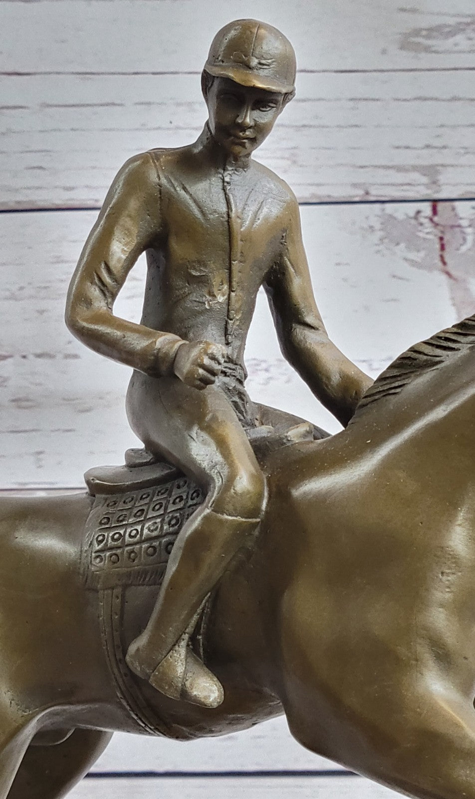 Jockey Riding Horse Home Decoration Bronze Sculpture Statue Figurine Figure Sale