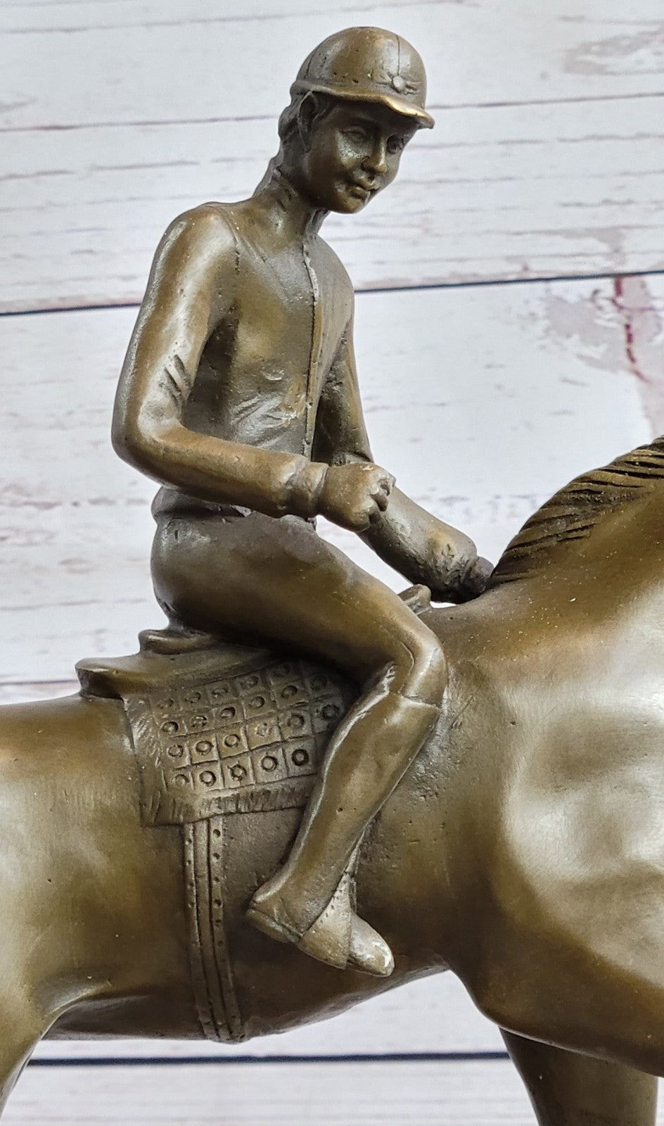 Jockey Riding Horse Home Decoration Bronze Sculpture Statue Figurine Figure Sale