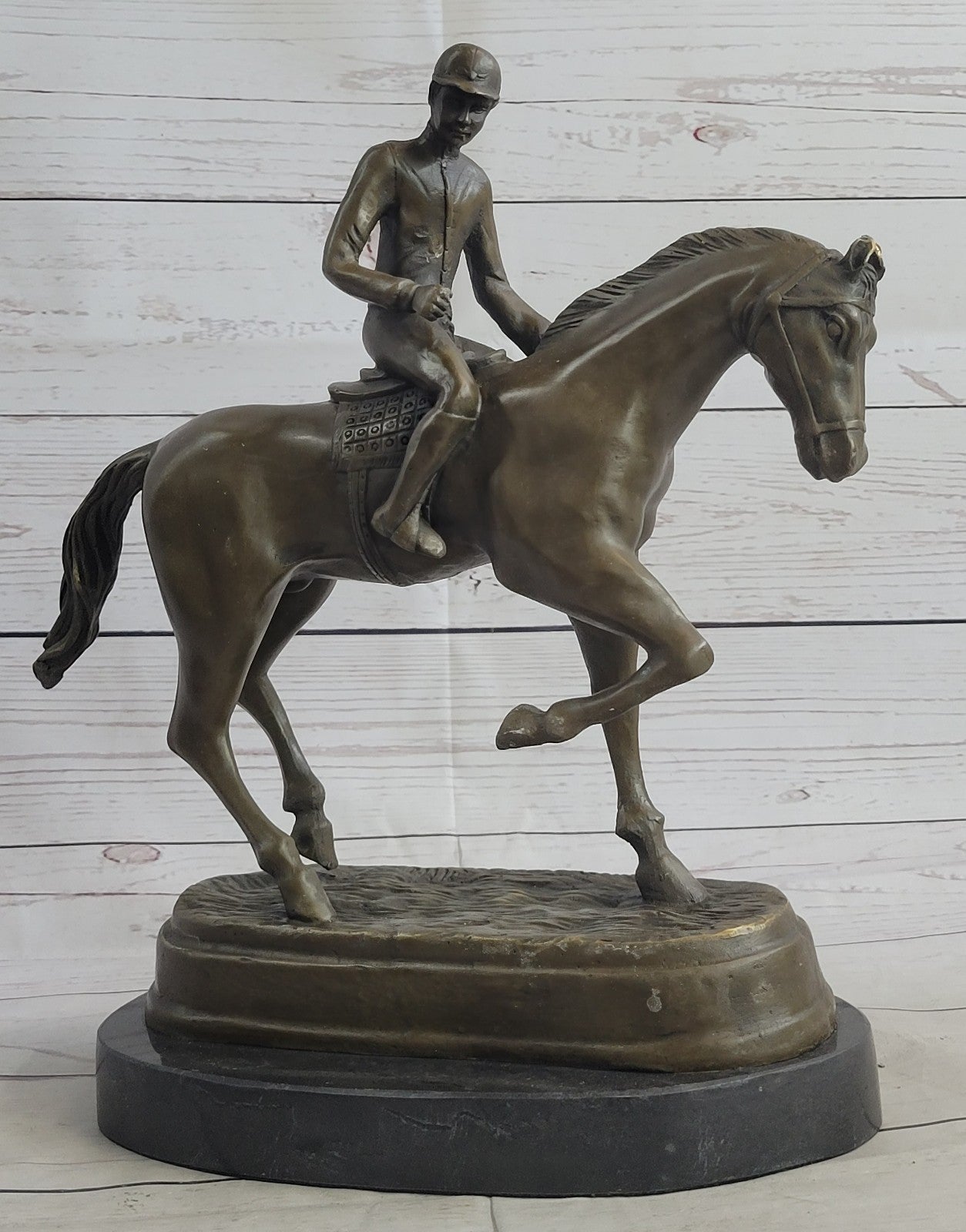 Jockey Riding Horse Home Decoration Bronze Sculpture Statue Figurine Figure Sale