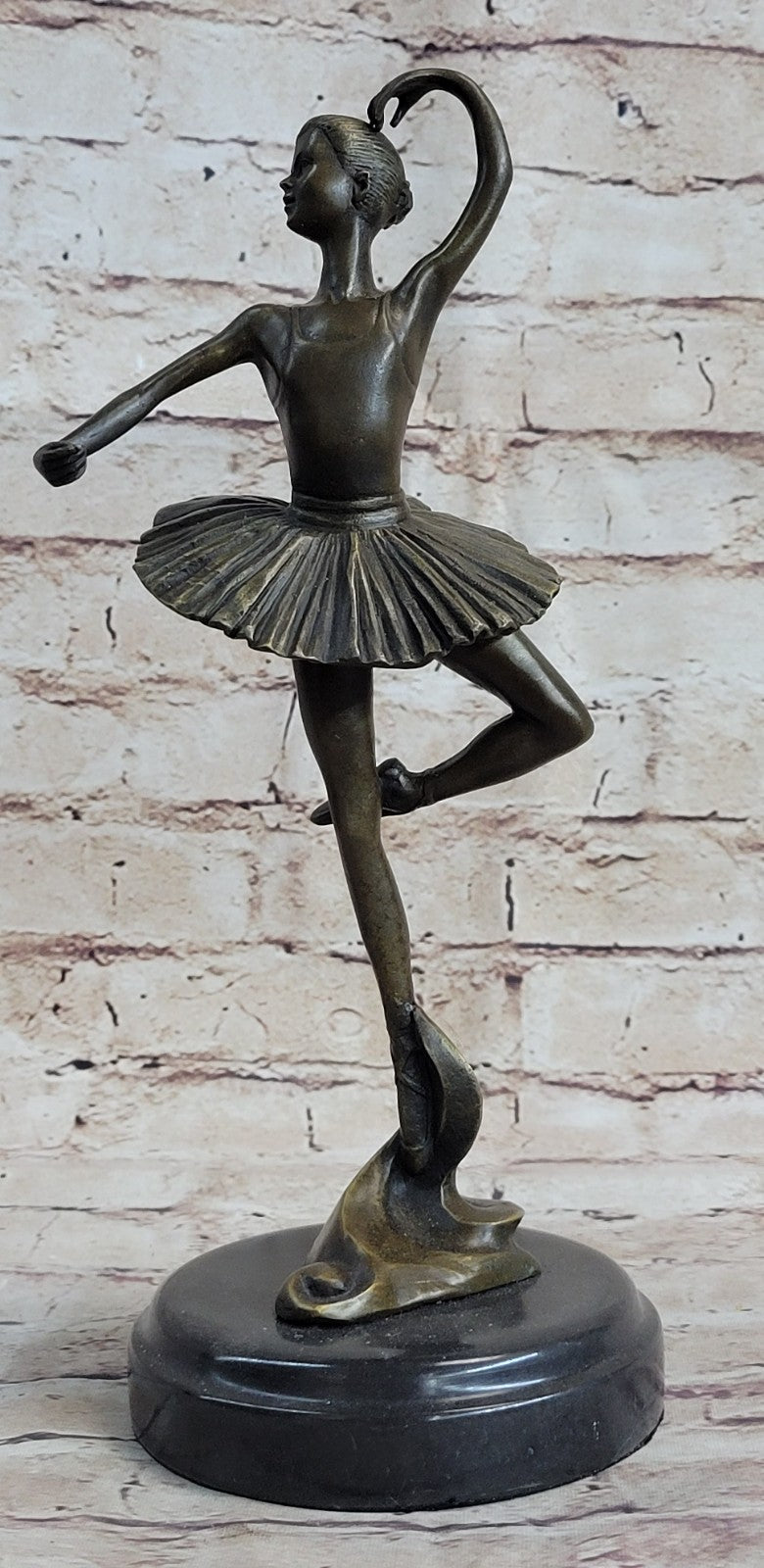 12" Tall Classical Dancer Ballerina Signed Bronze Sculpture Figure Art Nouveau
