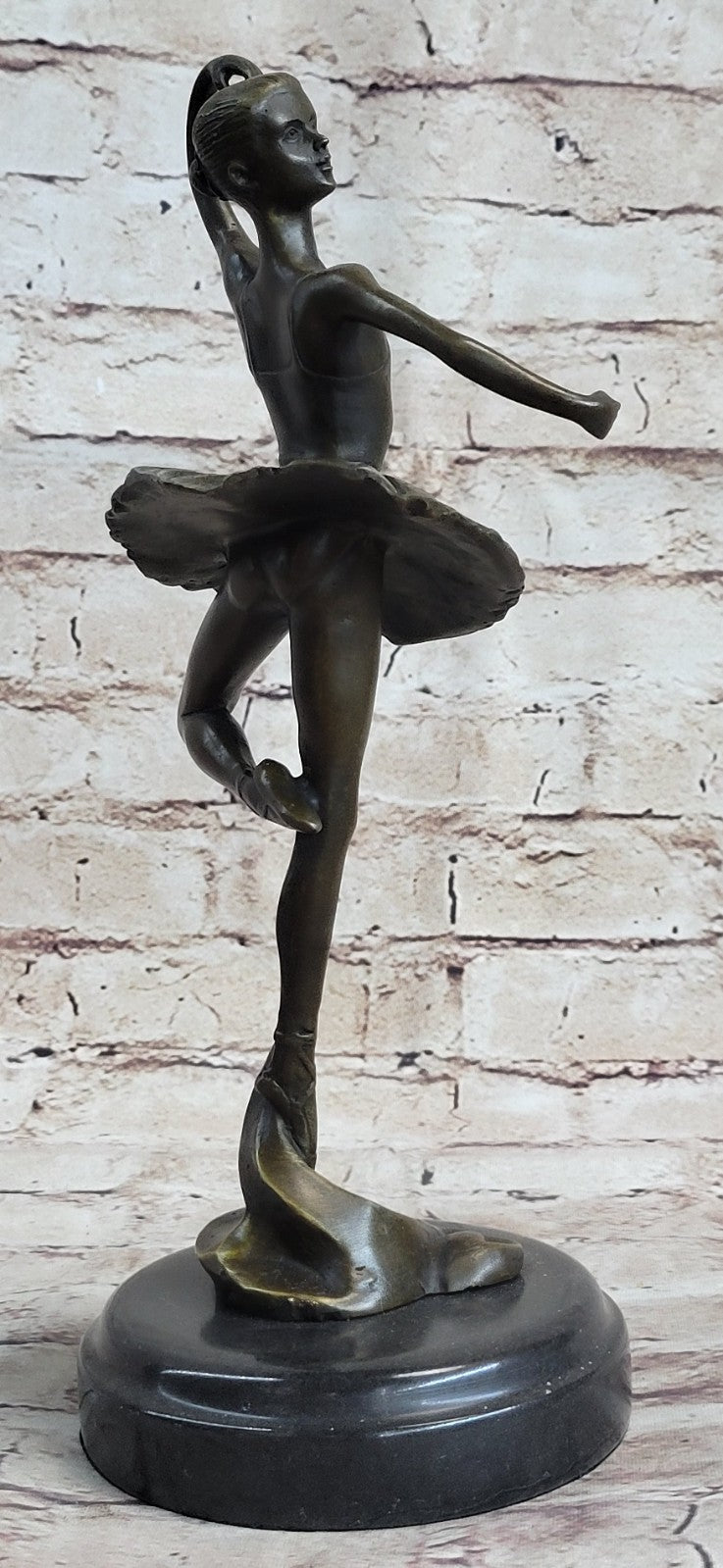 12" Tall Classical Dancer Ballerina Signed Bronze Sculpture Figure Art Nouveau