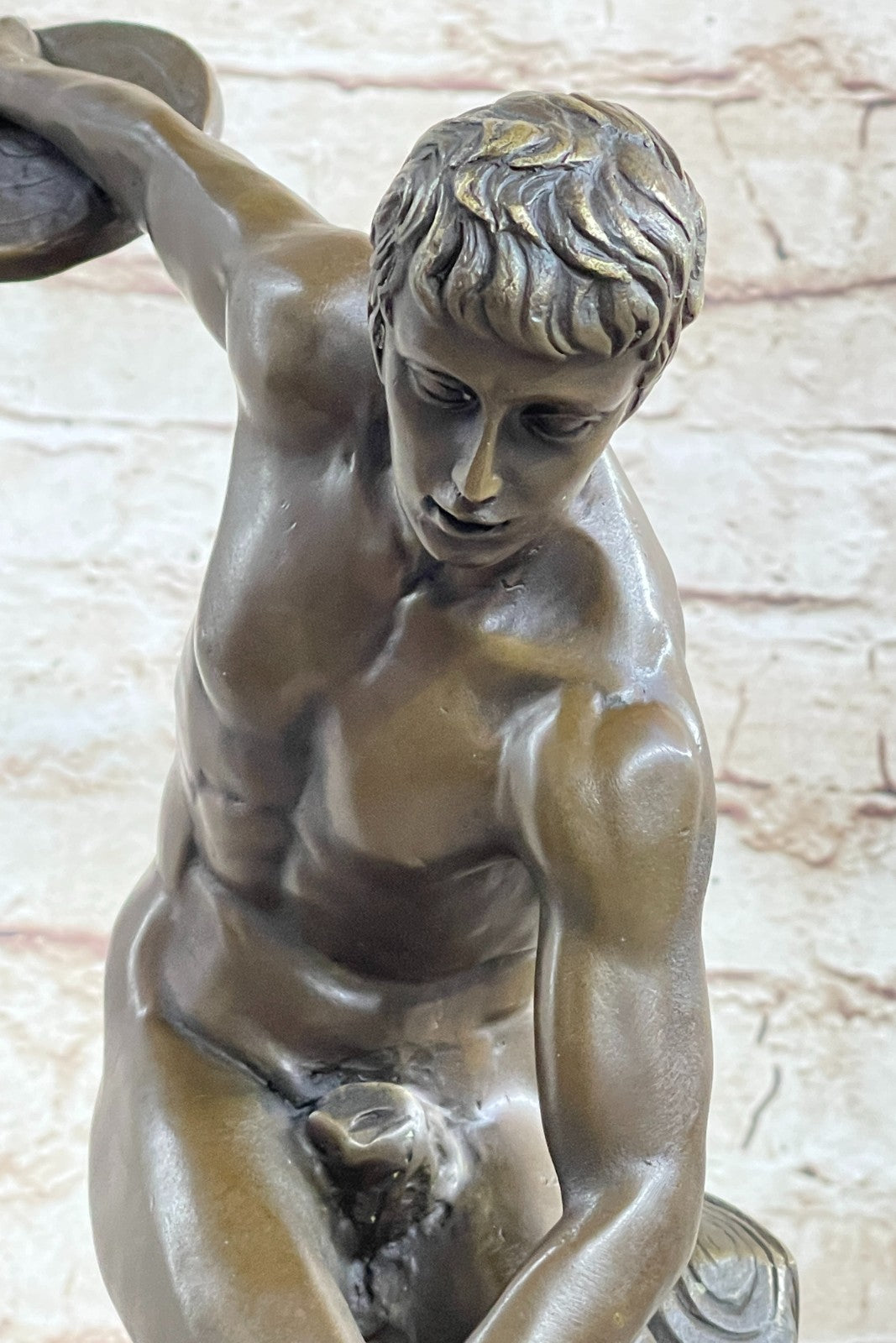Grand Tour Of Discus Thrower Discobolo Statue Figurine Bronze Sculpture  Sale