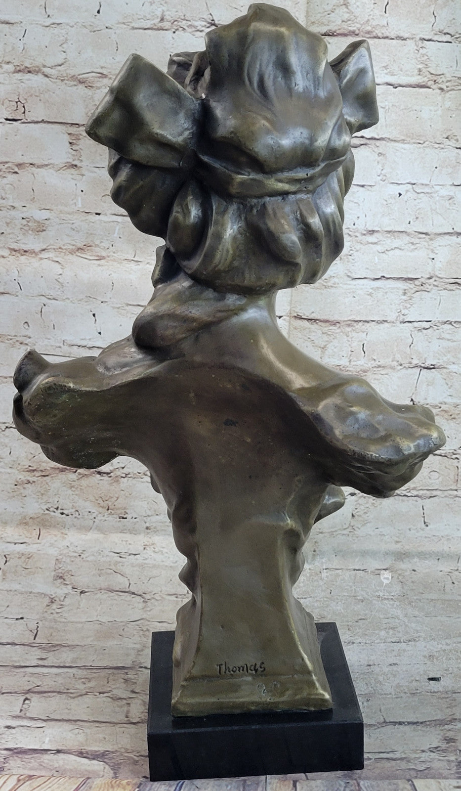 Vintage Art Nouveau Female Bronze Bust Floral Design On Signed Collector Edition
