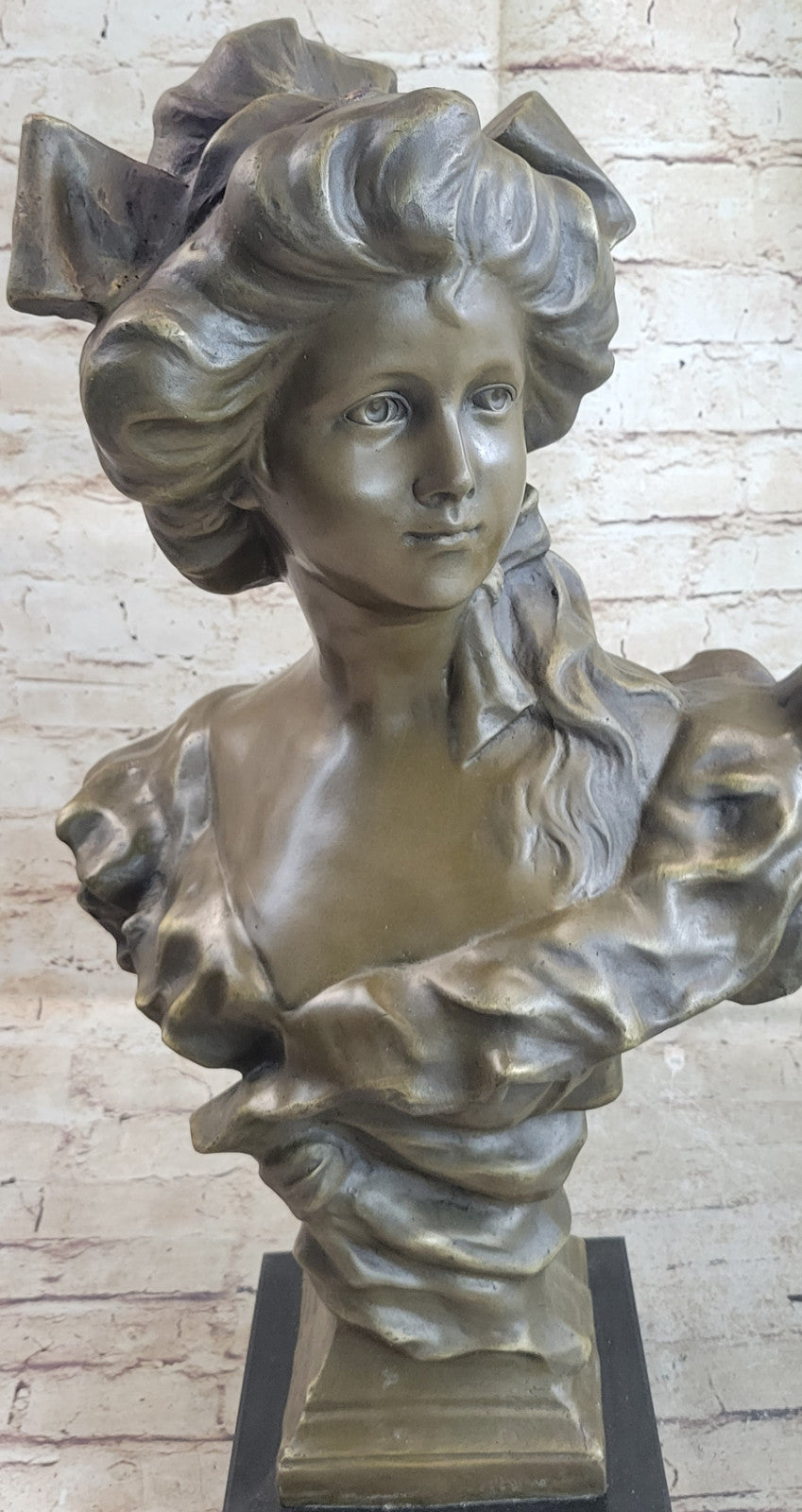 Vintage Art Nouveau Female Bronze Bust Floral Design On Signed Collector Edition