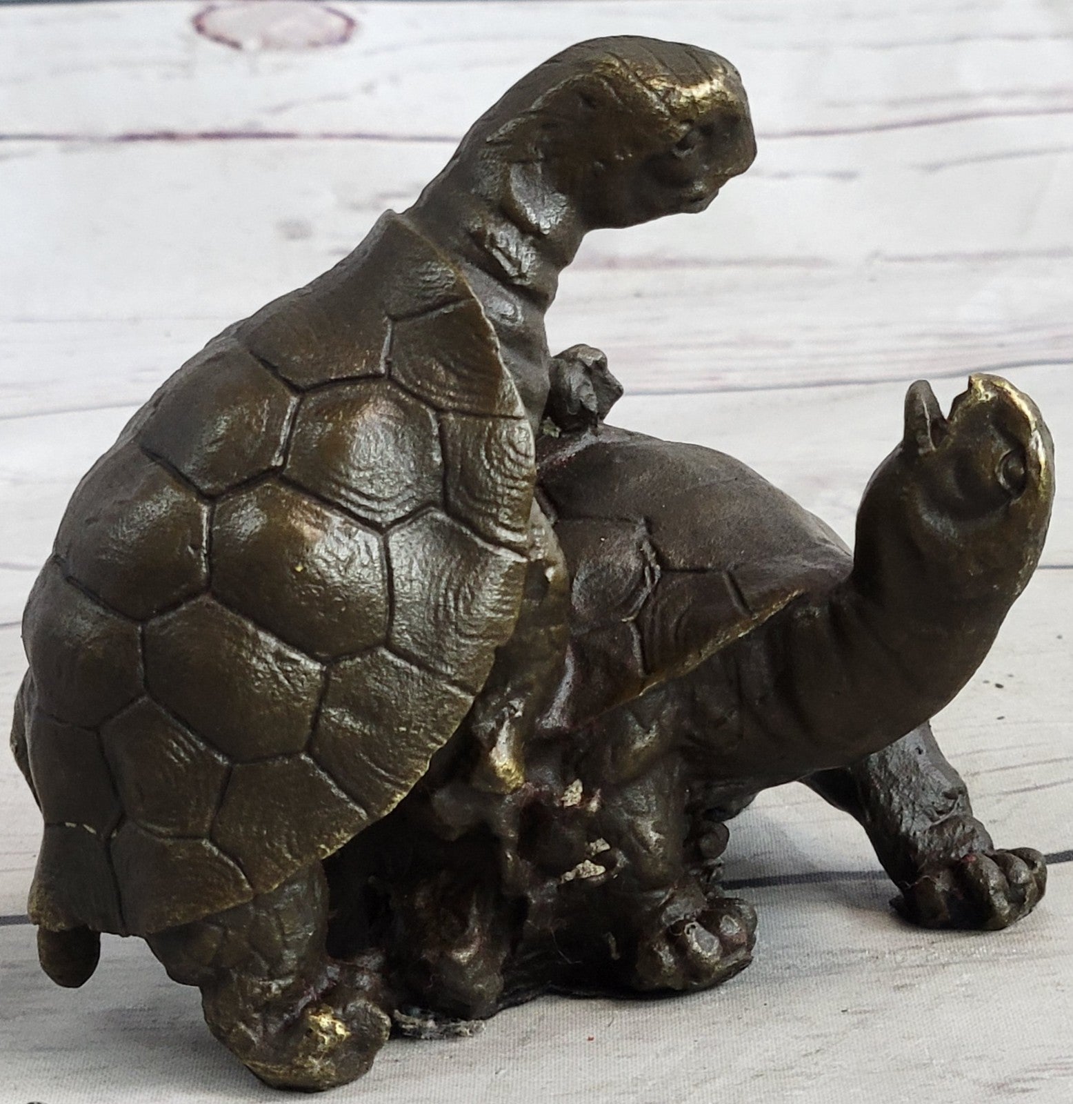 Handcrafted bronze sculpture SALE Art Yard Garden Reptile Turtle Box Figure ART