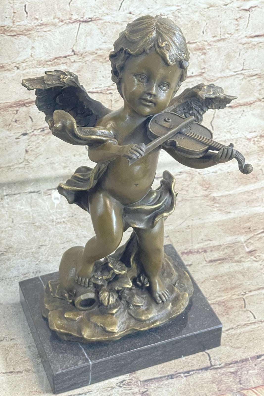 Hand Made Nude Angel with Violin Genuine Solid bronze by Augustine Moreau
