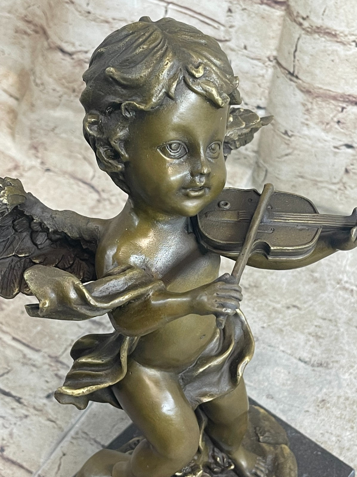 Hand Made Nude Angel with Violin Genuine Solid bronze by Augustine Moreau