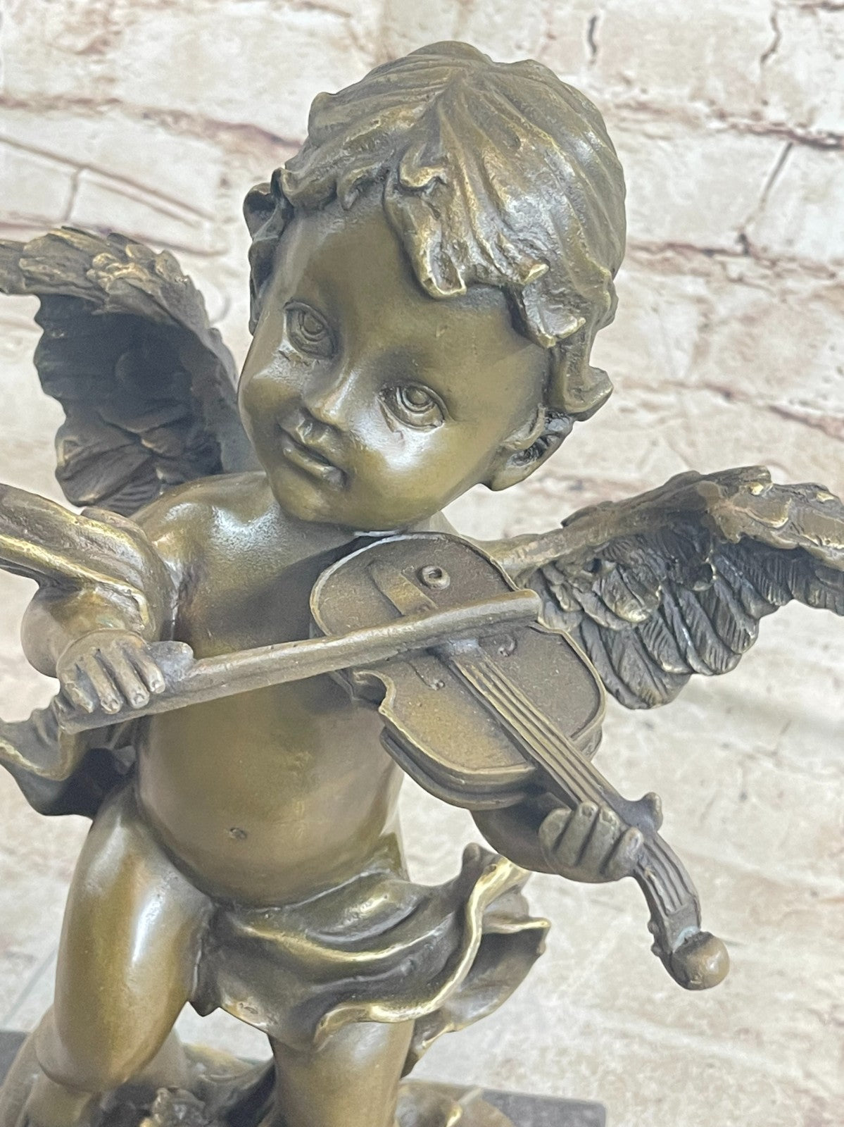 Hand Made Nude Angel with Violin Genuine Solid bronze by Augustine Moreau