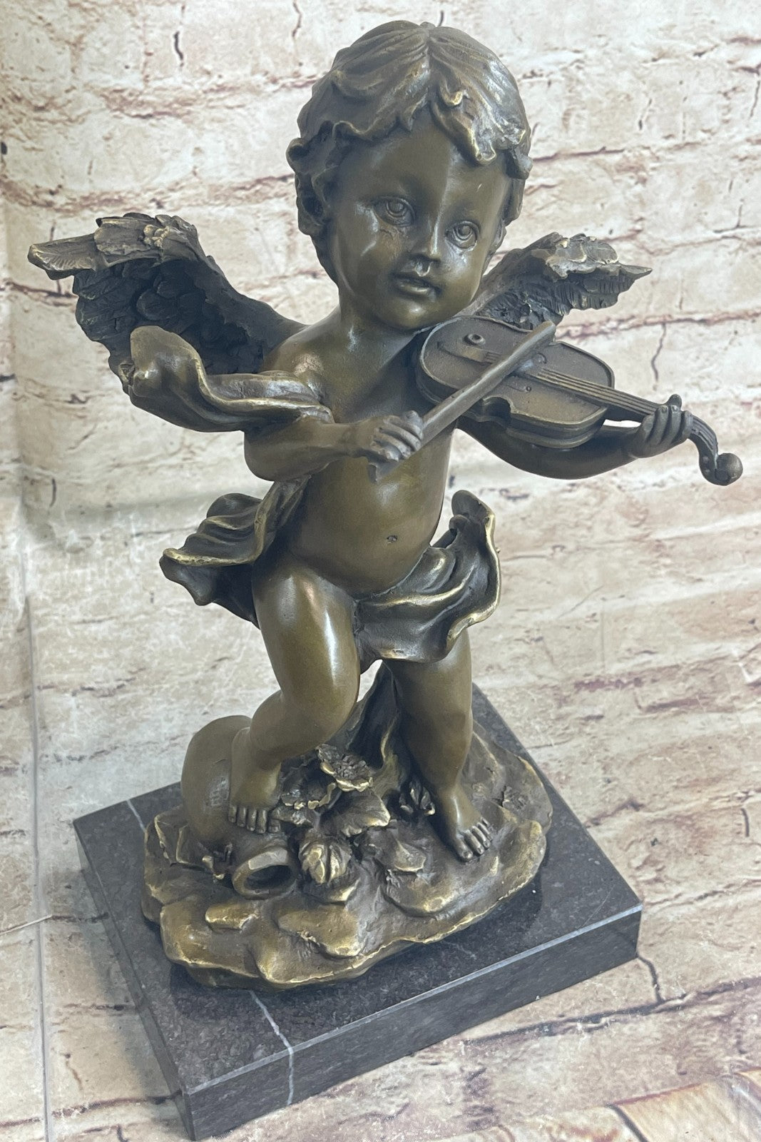 Hand Made Nude Angel with Violin Genuine Solid bronze by Augustine Moreau