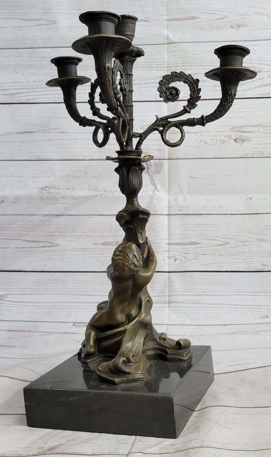 French Style Nude Hand Made Bronze Candle Holder Statue Sculpture Art figurine