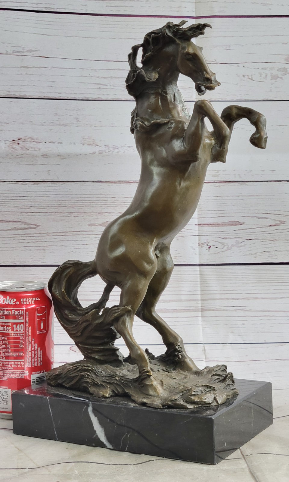 Rodeo Western Rearing Horse Farm Ranch Bronze Marble Statue Art Sculpture SALE