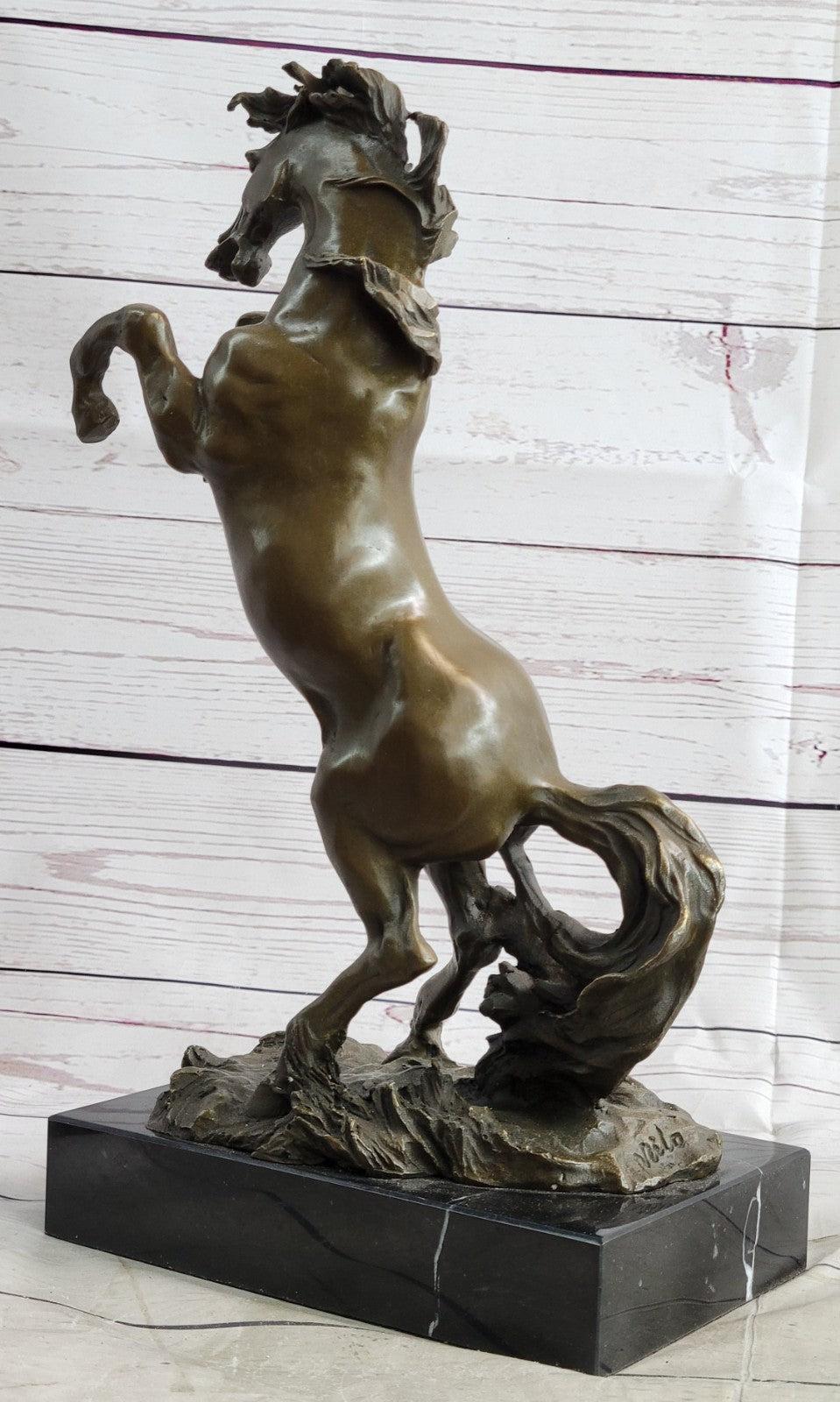 Buy Rodeo Western Rearing Horse Bronze Marble Statue – Farm & Ranch Art Sculpture SALE