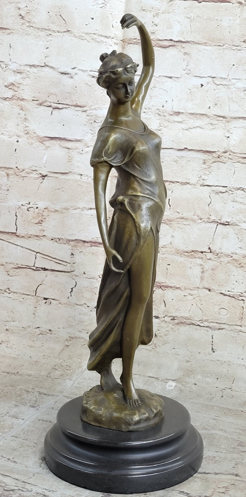 Signed Augustine Moreau French Artist Beautiful Woman Bronze Sculpture Figure