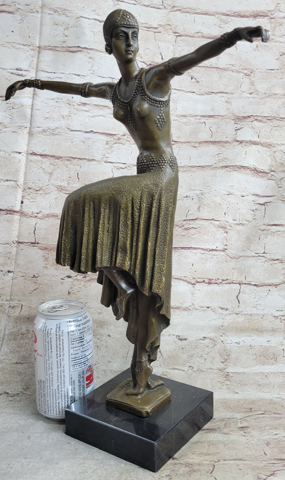 Sexy Lady Dancer Art Nouveau Marble Base Bronze Sculpture Statue Figurine Sale