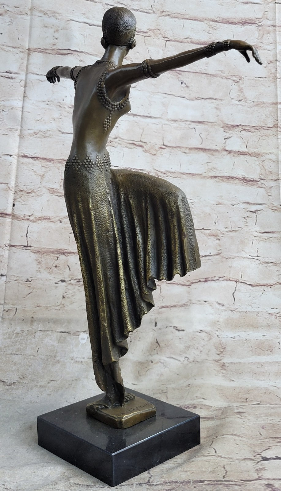 Sexy Lady Dancer Art Nouveau Marble Base Bronze Sculpture Statue Figurine Sale