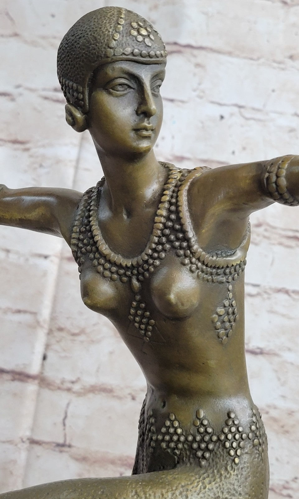 Sexy Lady Dancer Art Nouveau Marble Base Bronze Sculpture Statue Figurine Sale