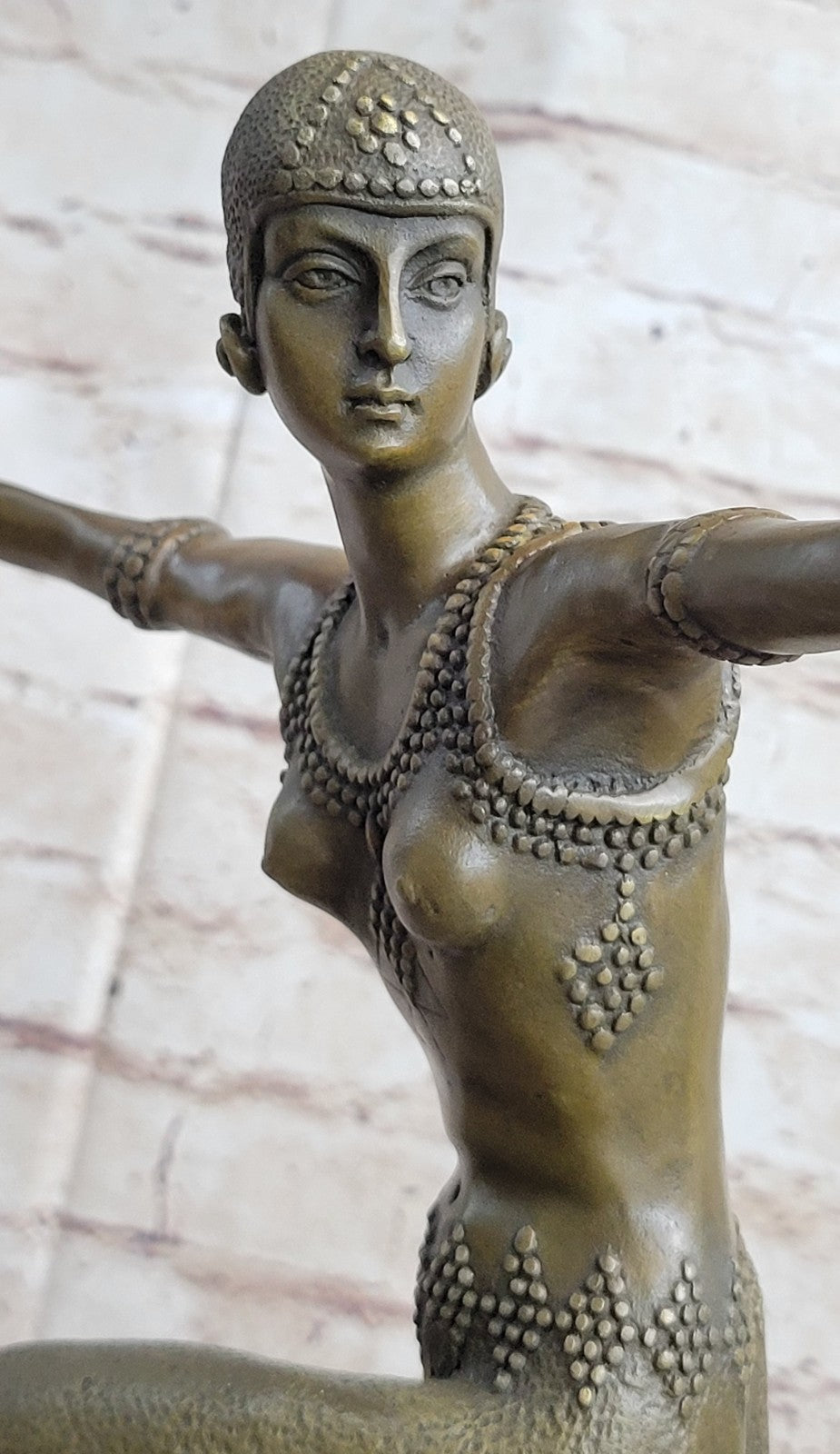 Sexy Lady Dancer Art Nouveau Marble Base Bronze Sculpture Statue Figurine Sale